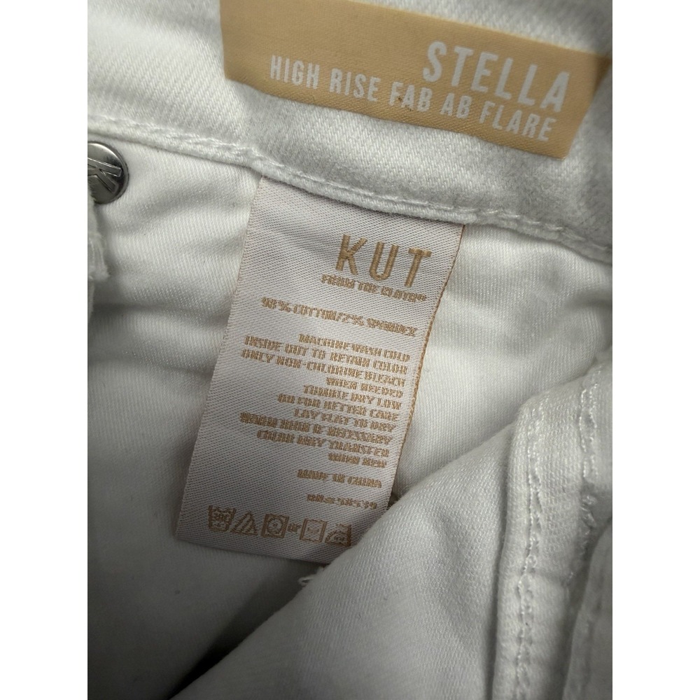 Kut From The Kloth Stella High Rise Fab Ab Flare Jeans Womens 0 White Raw Ankle - Picture 6 of 8